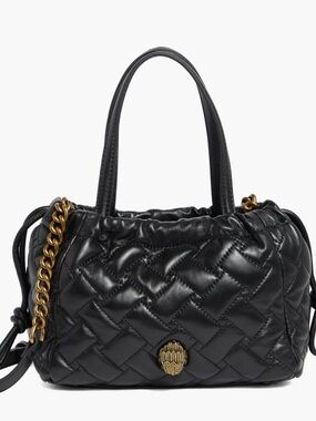 🖤 NWT KURT GEIGER SMALL KENSINGTON BLACK LEATHER DRAWSTRING BAG!